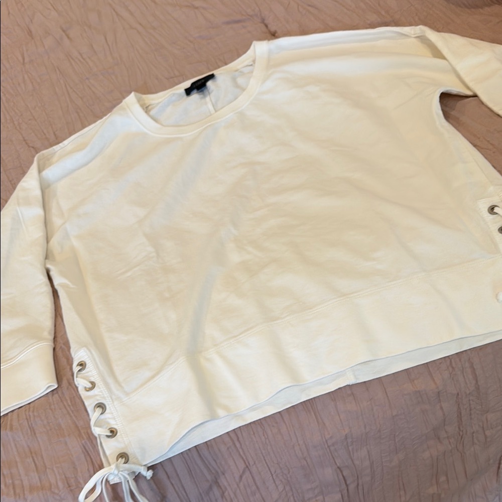 J. Crew Cream Lace-Up Sweatshirt